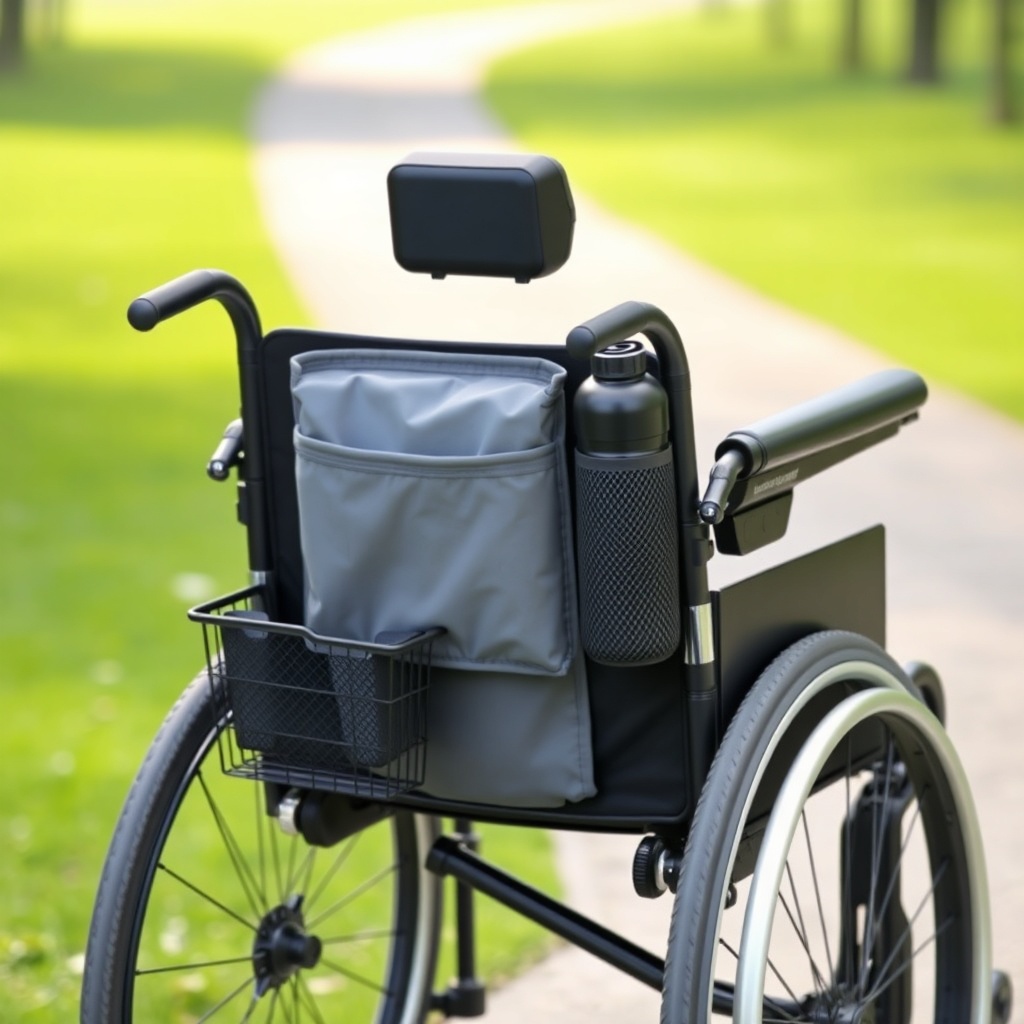 A photorealistic photo of a Bürger B400 wheelchair from the side