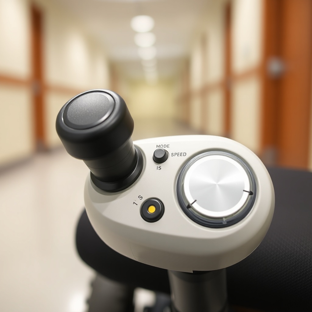 Closeup photo of the joystick control module on a Pride Go-Chair